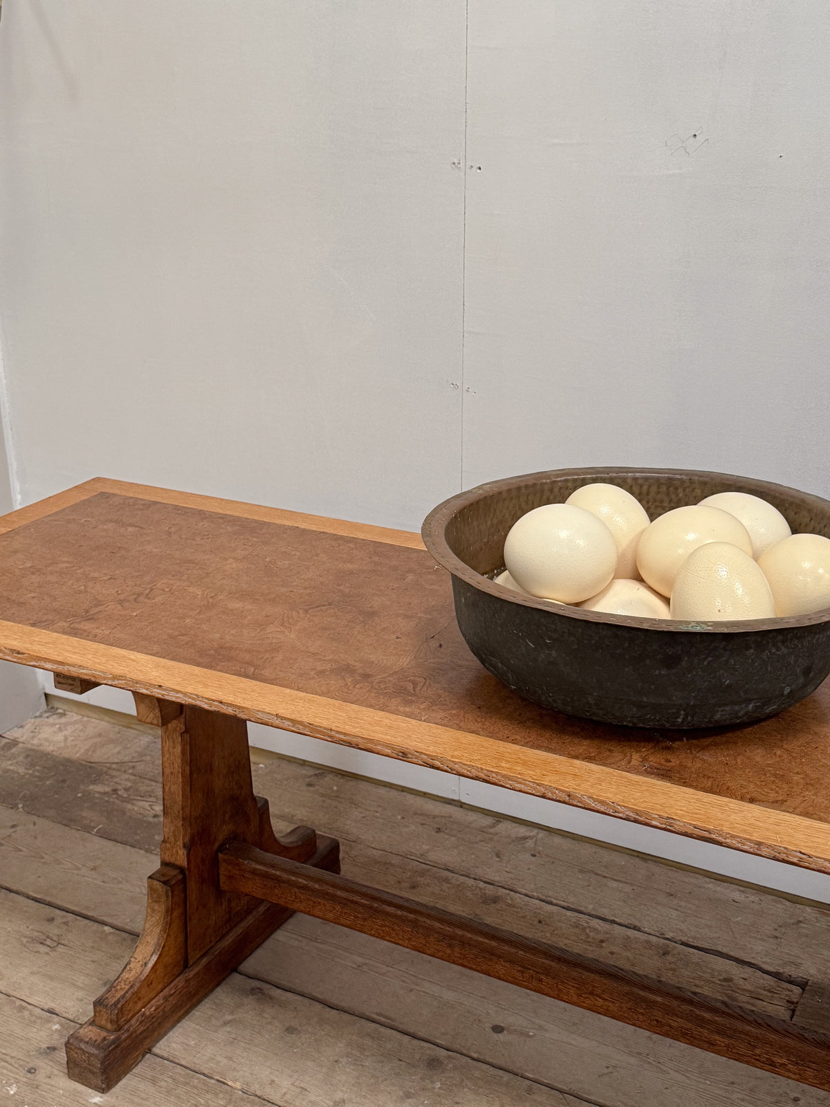 A Late 19th Century Oak & Burr Elm Refectory Table by Bulstrode of Cambridge