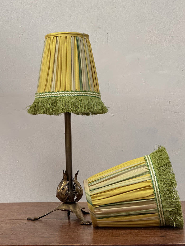 Bespoke Straight Empire Small Lampshade in Lemon and Lime Stripe Silk
