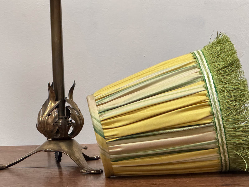 Bespoke Straight Empire Small Lampshade in Lemon and Lime Stripe Silk