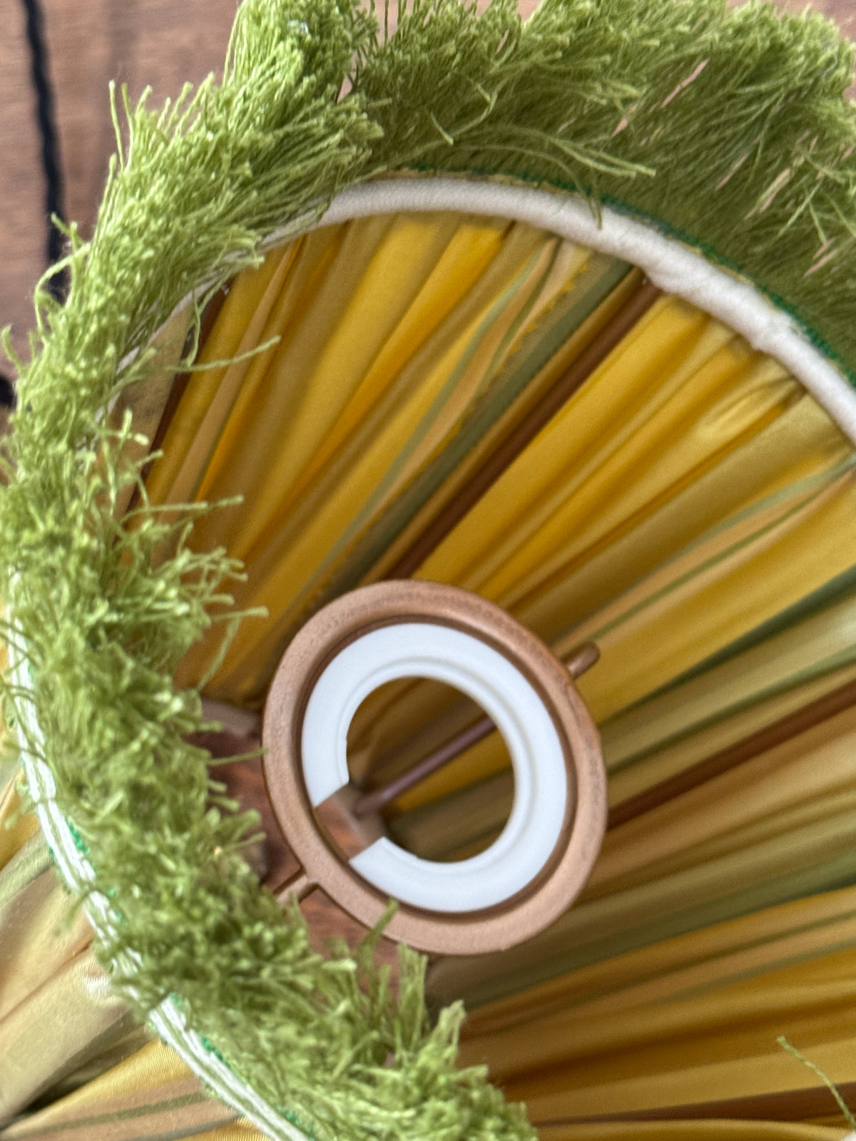 Bespoke Straight Empire Small Lampshade in Lemon and Lime Stripe Silk