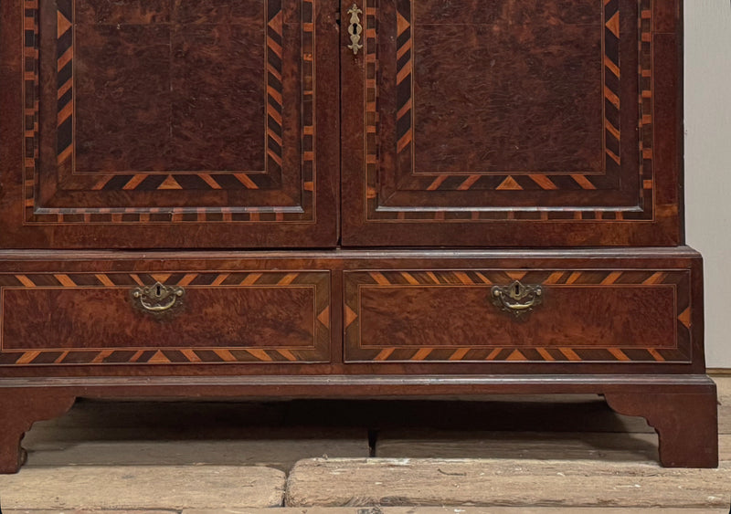 A George III Yew Wood Dwarf Press Cupboard