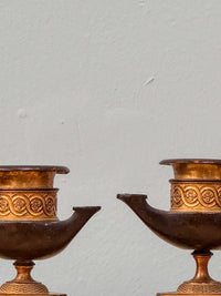 A Pair of Regency Ormolu and Bronze Candlesticks after George Smith (1756-1826)