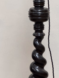 A Solid Ebony Barley Twist Standard Lamp