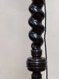 A Solid Ebony Barley Twist Standard Lamp