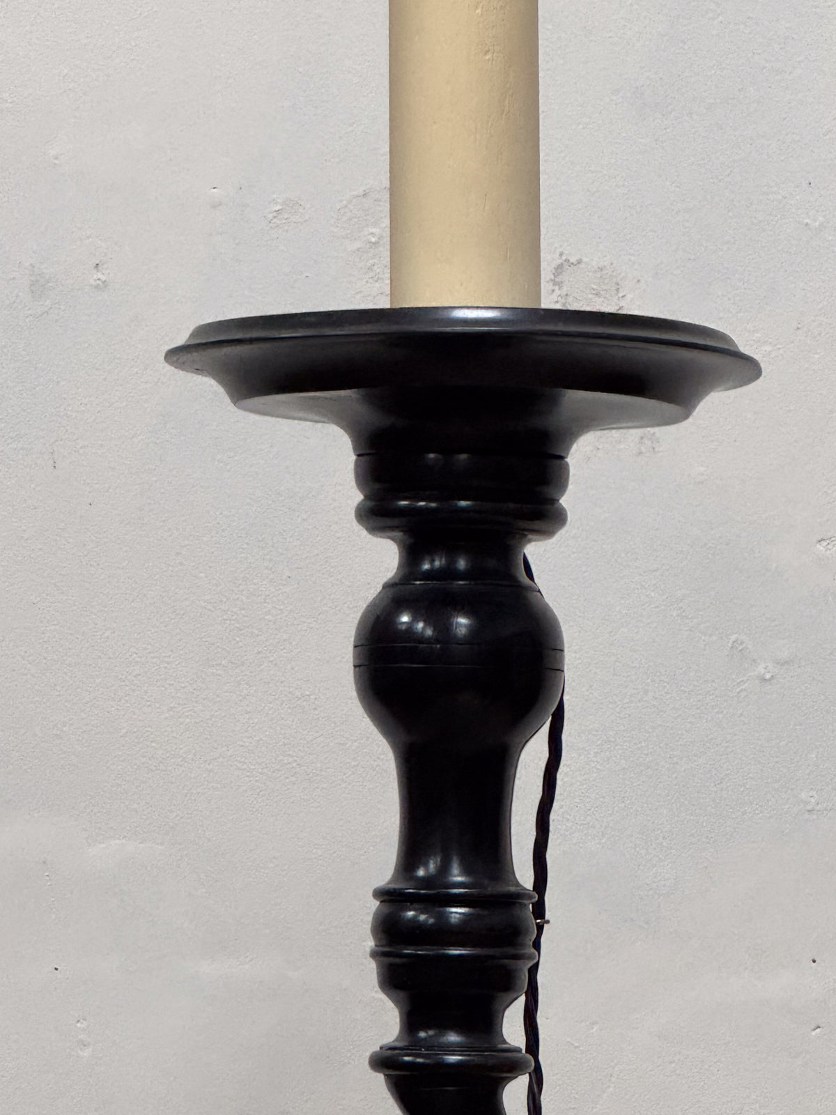 A Solid Ebony Barley Twist Standard Lamp
