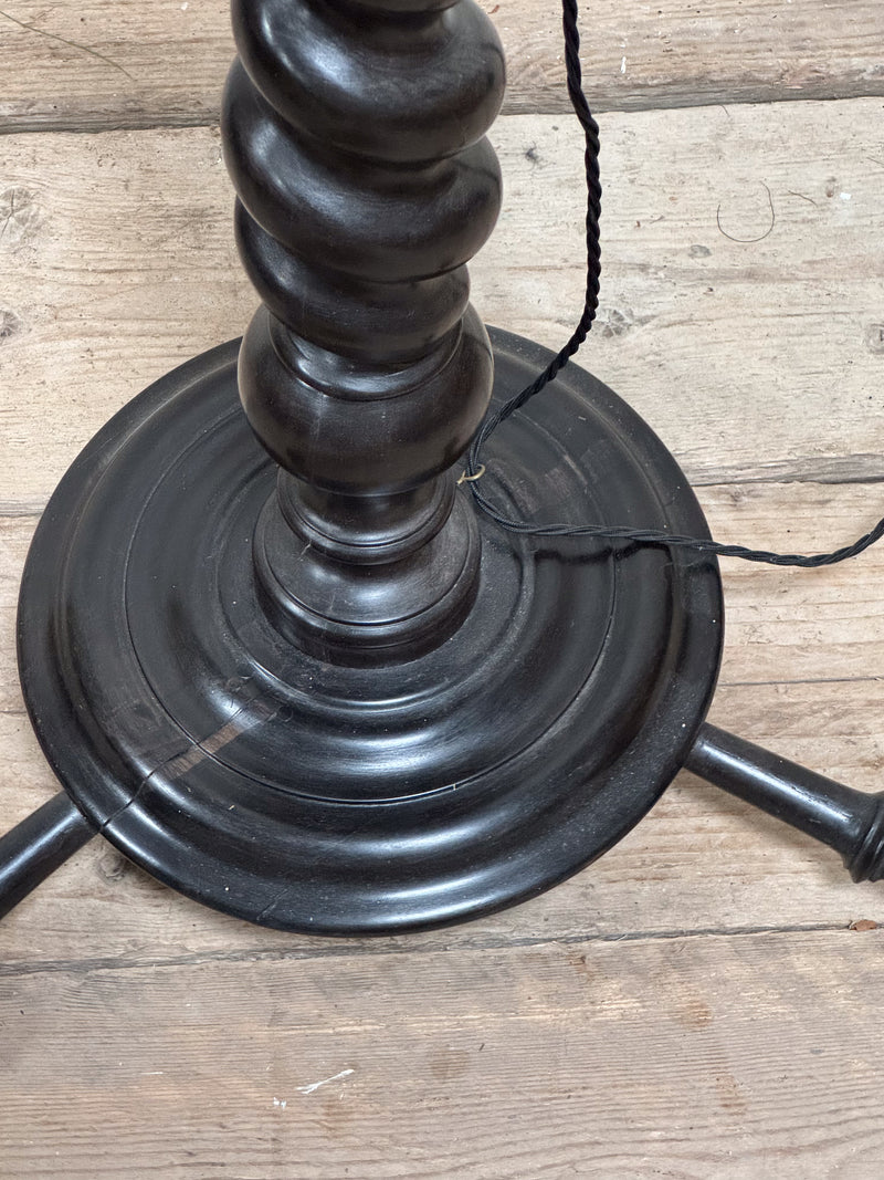 A Solid Ebony Barley Twist Standard Lamp