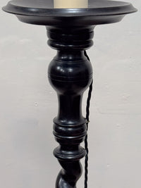A Solid Ebony Barley Twist Standard Lamp