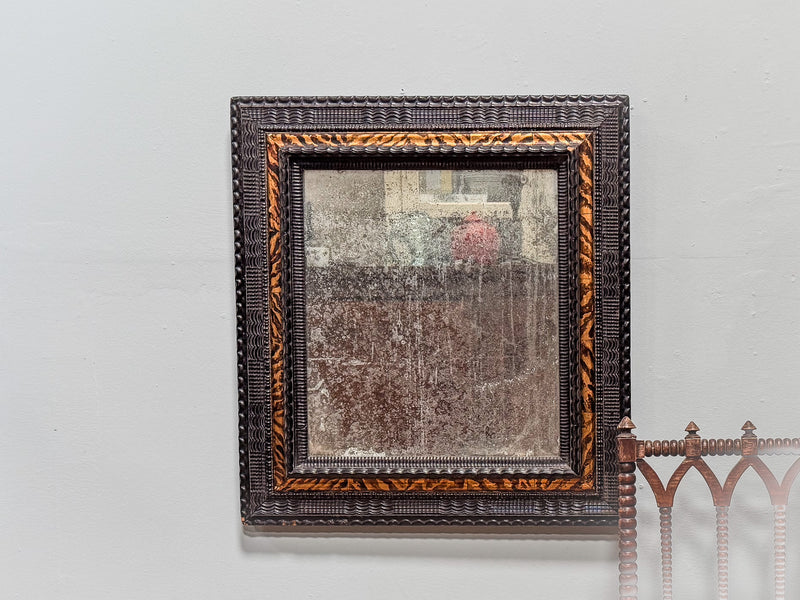 An Early 18th Century Dutch Ebony & Faux Tortoiseshell Ripple Frame Mirror