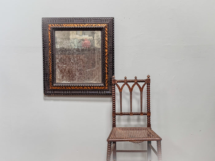 An Early 18th Century Dutch Ebony & Faux Tortoiseshell Ripple Frame Mirror