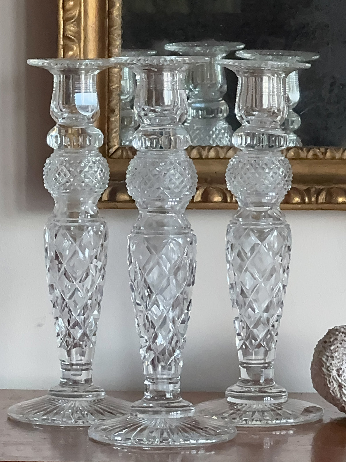 A Set of 4 19th Century Cut Glass Candlesticks