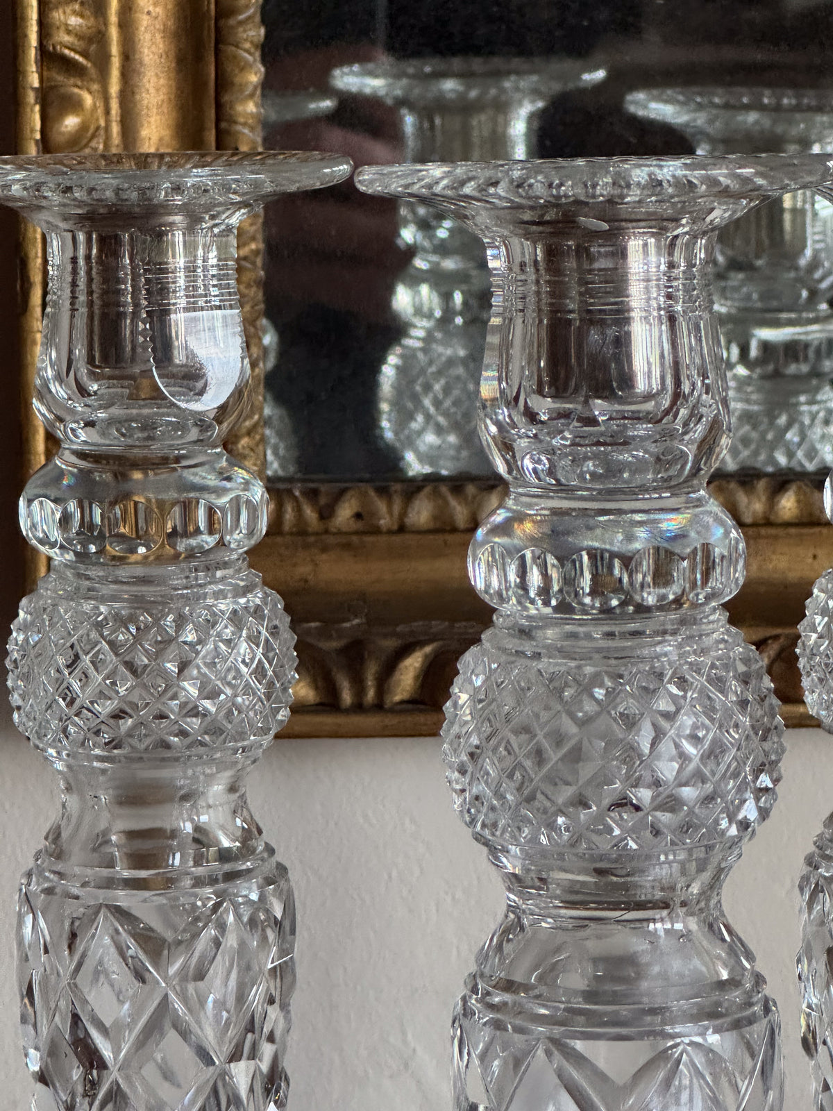 A Set of 4 19th Century Cut Glass Candlesticks