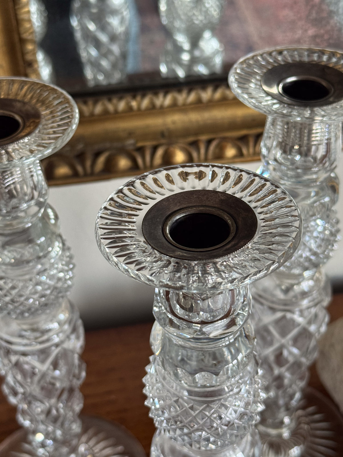 A Set of 4 19th Century Cut Glass Candlesticks