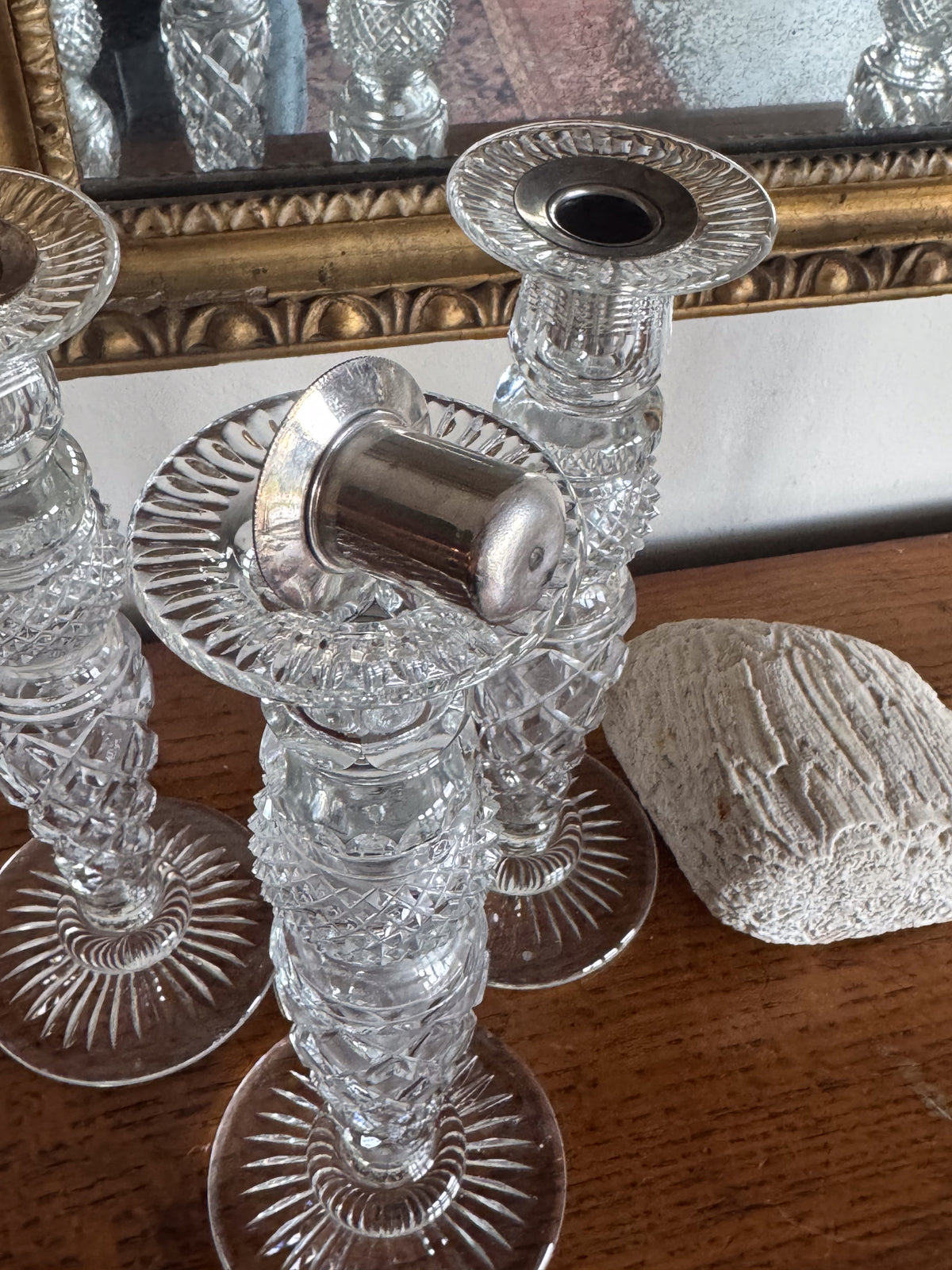 A Set of 4 19th Century Cut Glass Candlesticks