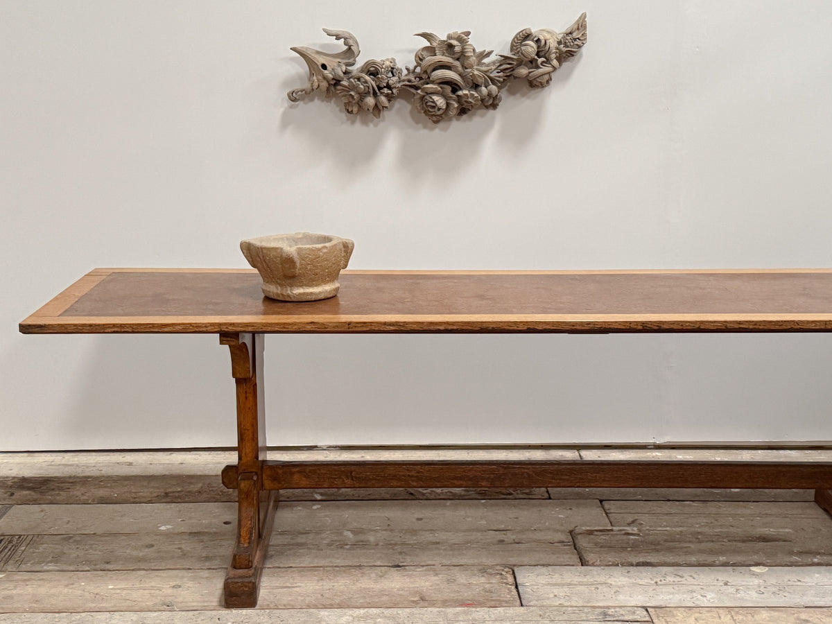 A Late 19th Century Oak & Burr Elm Refectory Table by Bulstrode of Cambridge