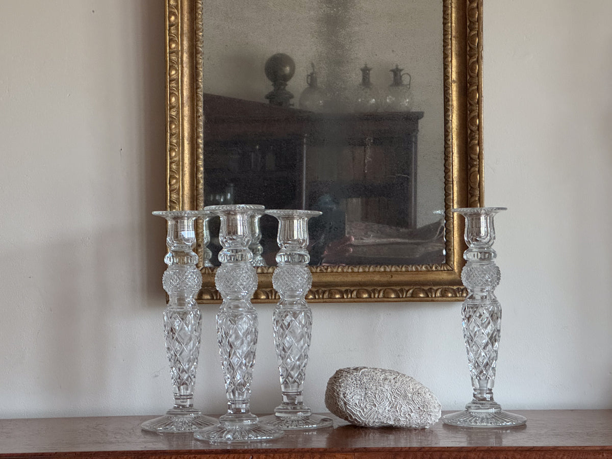 A Set of 4 19th Century Cut Glass Candlesticks
