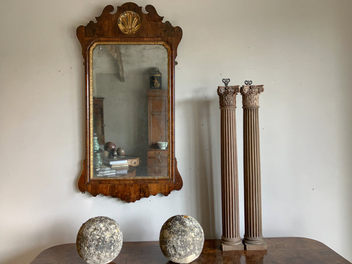 A George II Walnut Fret Mirror