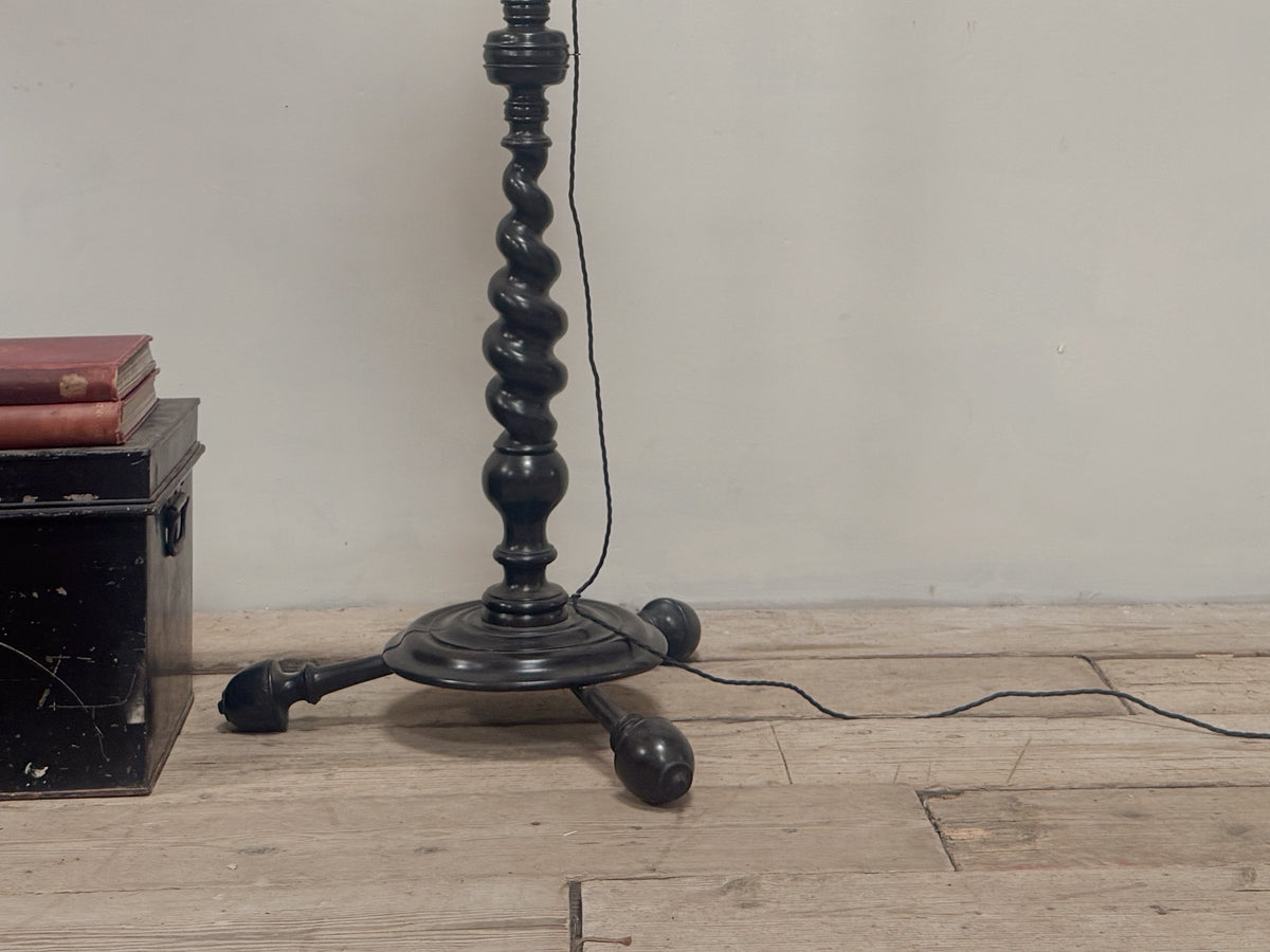 A Solid Ebony Barley Twist Standard Lamp