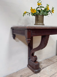 An Early 19th Century Oak Scroll Bracket Console with Marble Top
