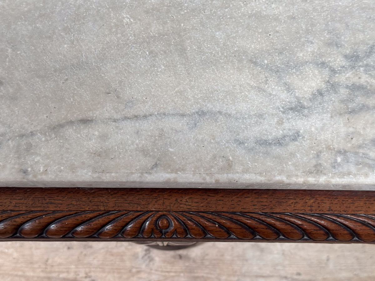 An Early 19th Century Oak Scroll Bracket Console with Marble Top