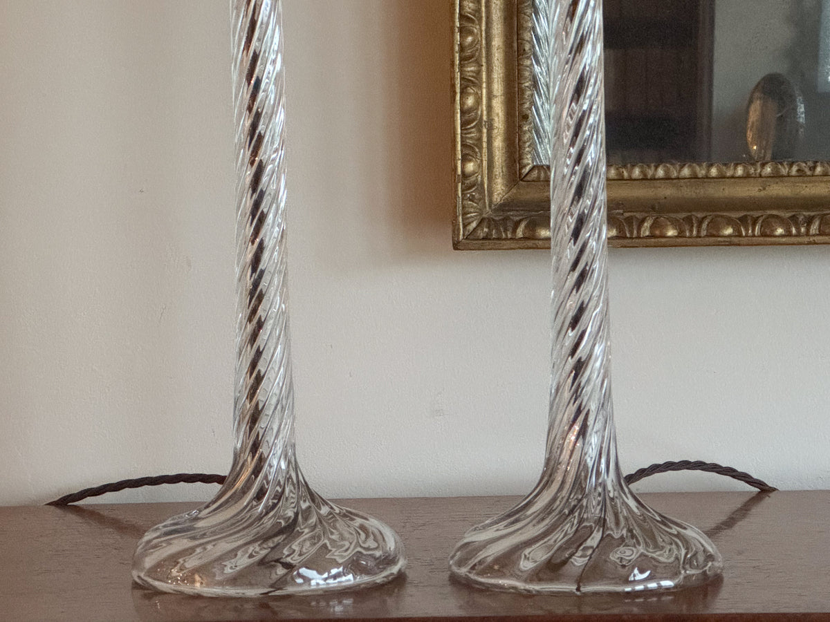 A Pair of Late 19th Century Glass Lamps