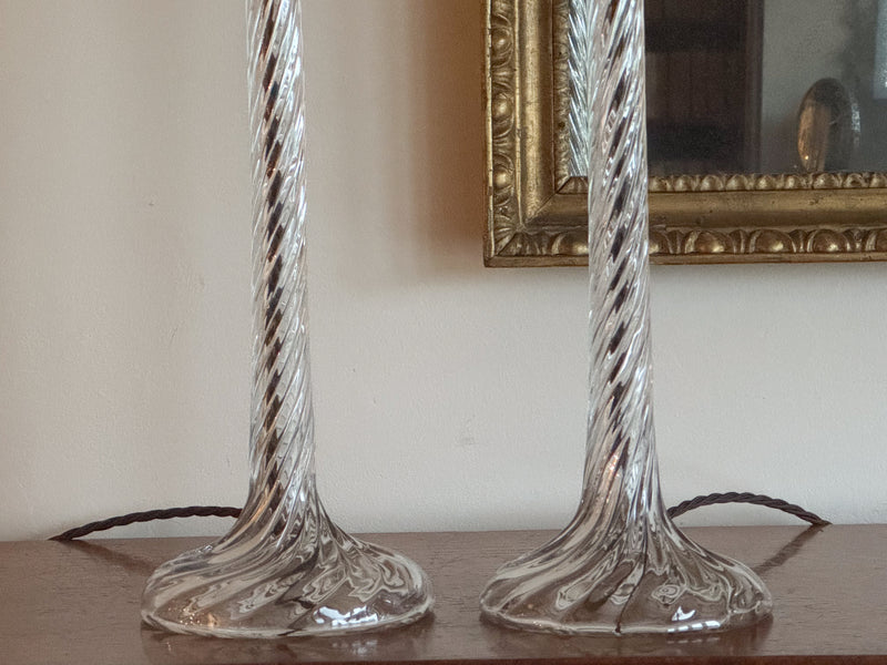 A Pair of Late 19th Century Glass Lamps