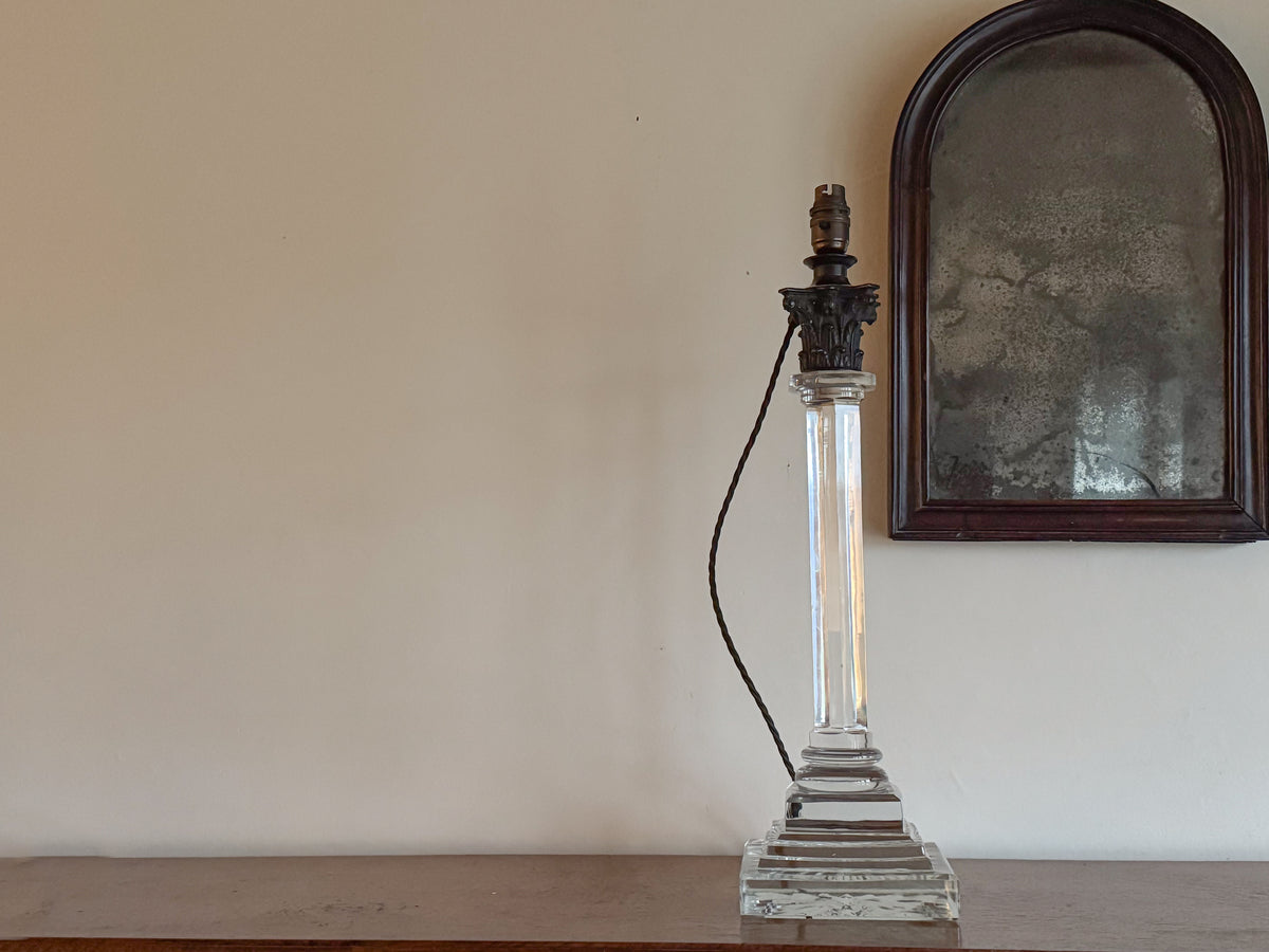 A Late 19th Century Cut Glass Column Lamp