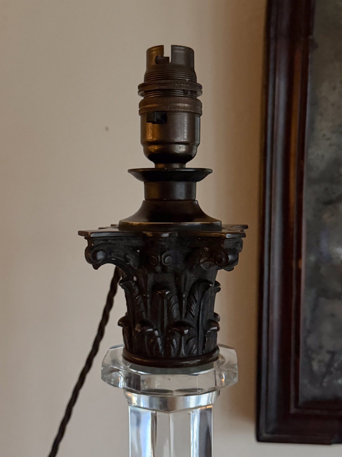A Late 19th Century Cut Glass Column Lamp