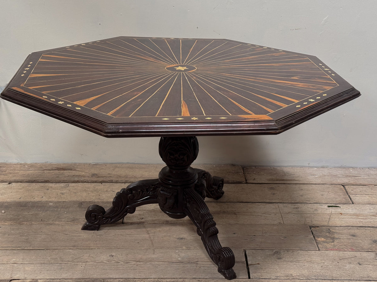 A Late 19th Century Ceylonese Calamander Inlaid Table