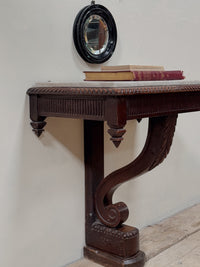 An Early 19th Century Oak Scroll Bracket Console with Marble Top