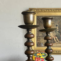 A Pair of Early 19th Century Brass Candlesticks