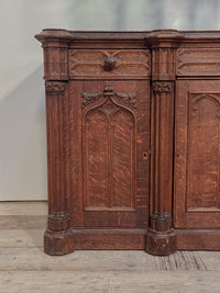 A Mid 19th Century Oak Gothic Revival Side Cabinet