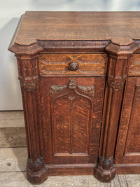 A Mid 19th Century Oak Gothic Revival Side Cabinet
