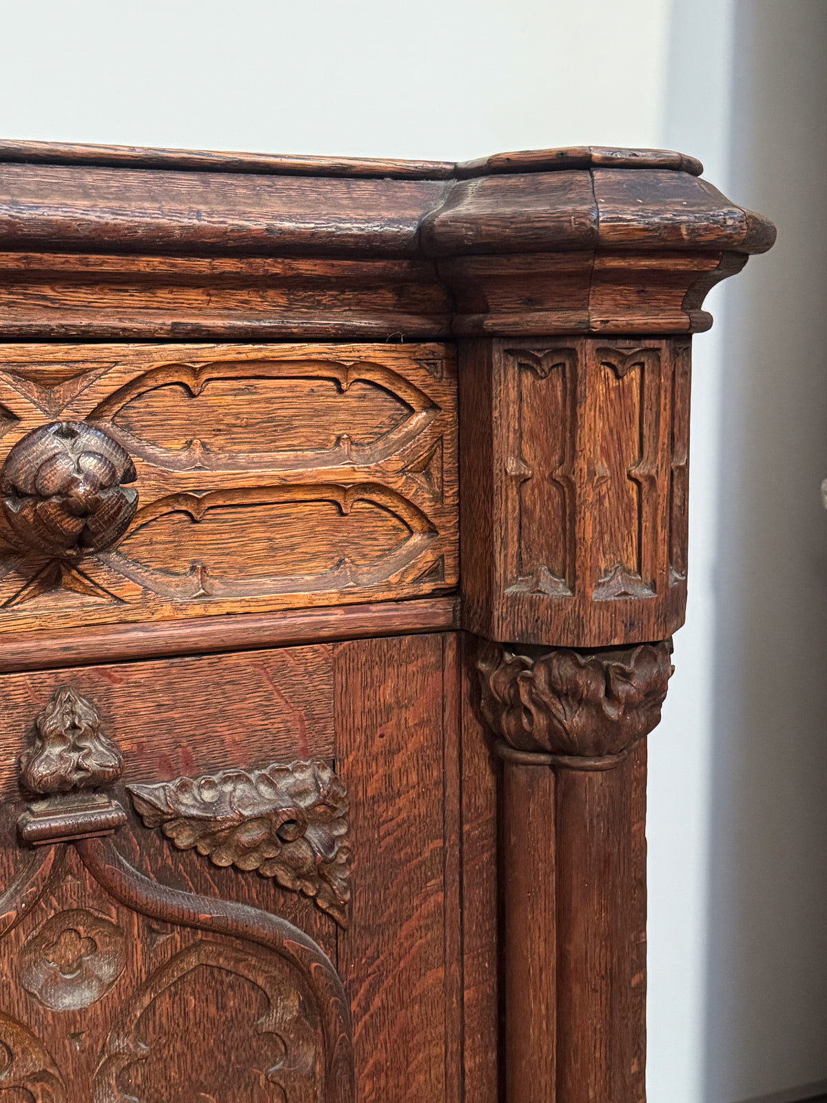A Mid 19th Century Oak Gothic Revival Side Cabinet