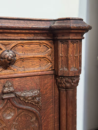 A Mid 19th Century Oak Gothic Revival Side Cabinet