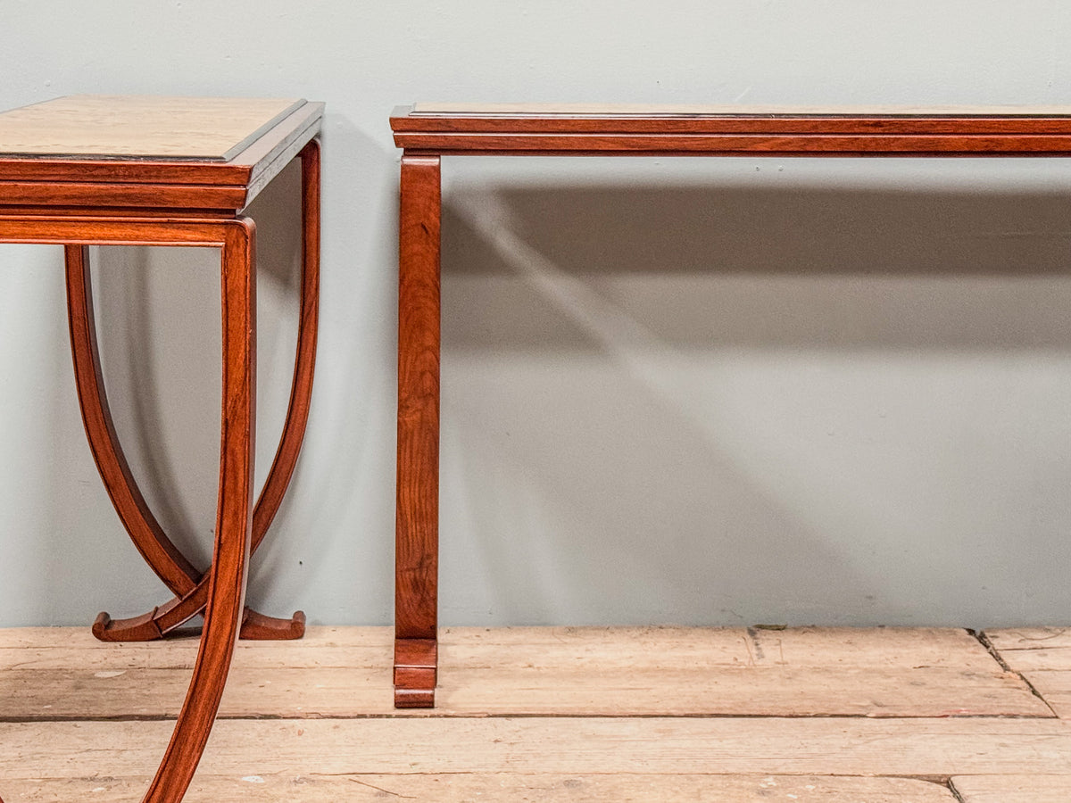 A Pair of Art Deco Mahogany & Burr Maple Console Tables