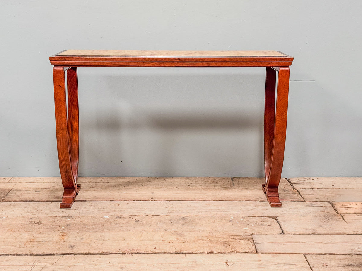 A Pair of Art Deco Mahogany & Burr Maple Console Tables