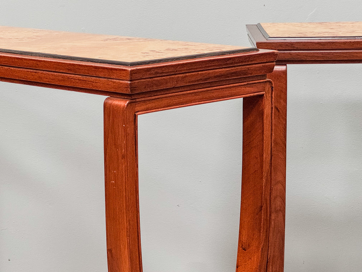 A Pair of Art Deco Mahogany & Burr Maple Console Tables