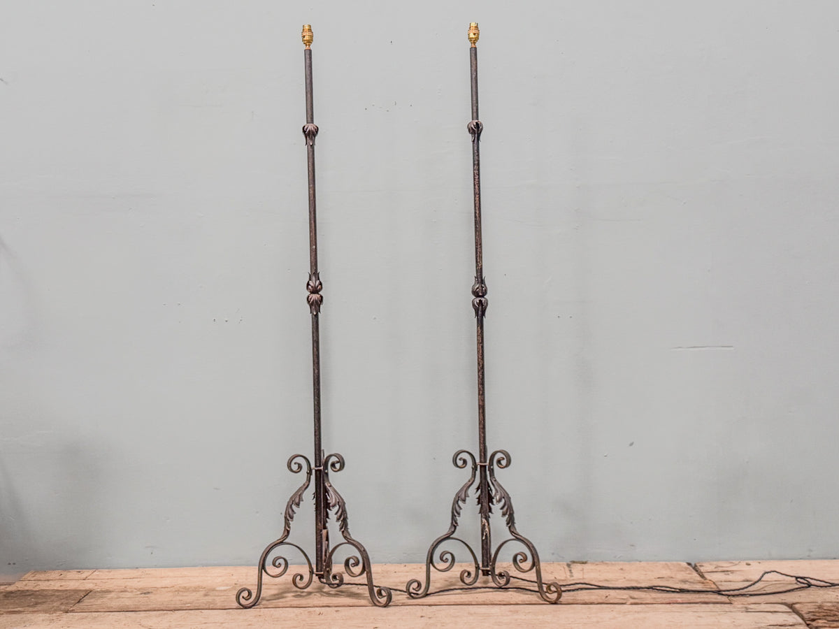 A Pair of Mid 20th Century Wrought Iron Floor Lamps