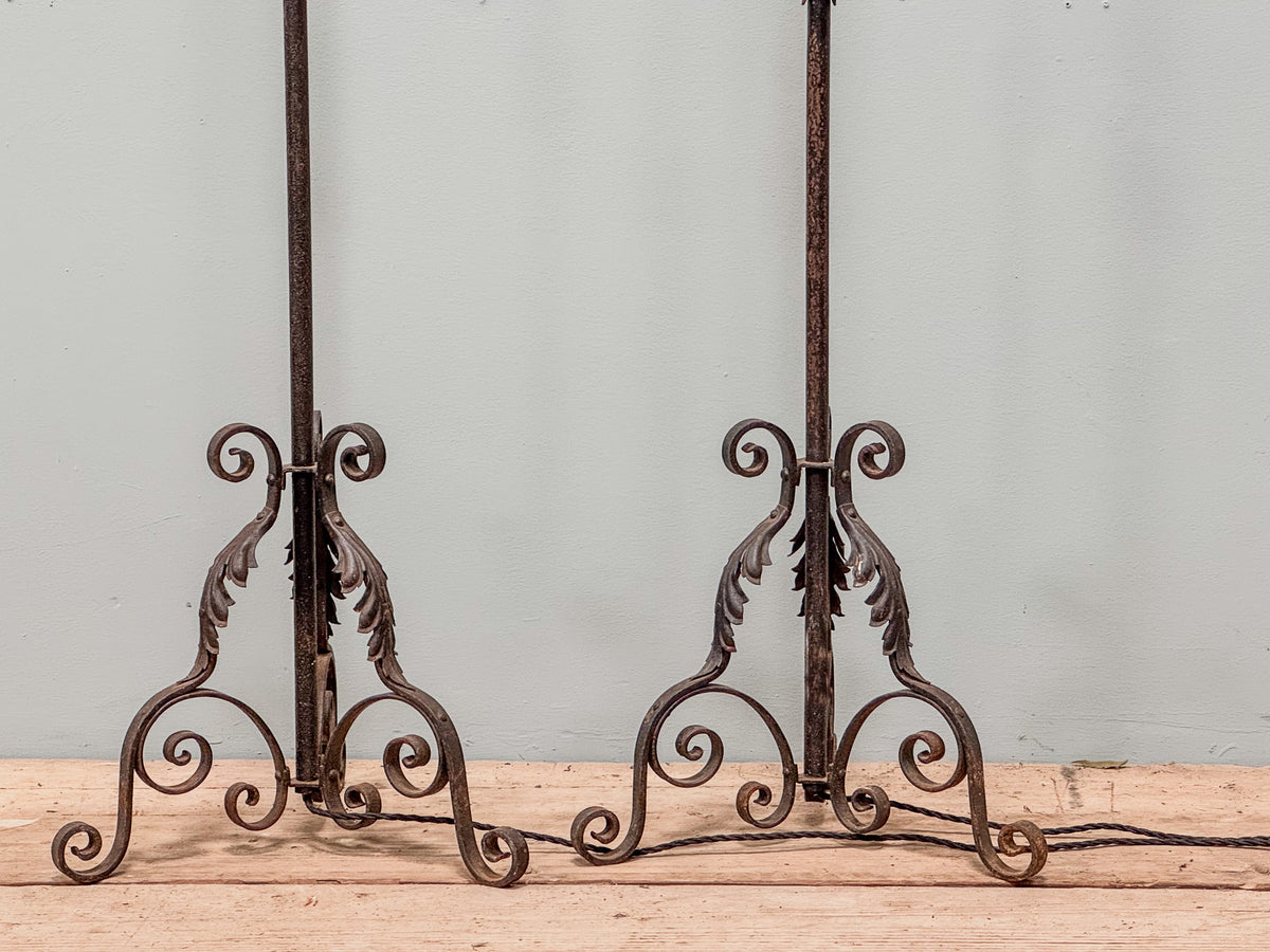 A Pair of Mid 20th Century Wrought Iron Floor Lamps