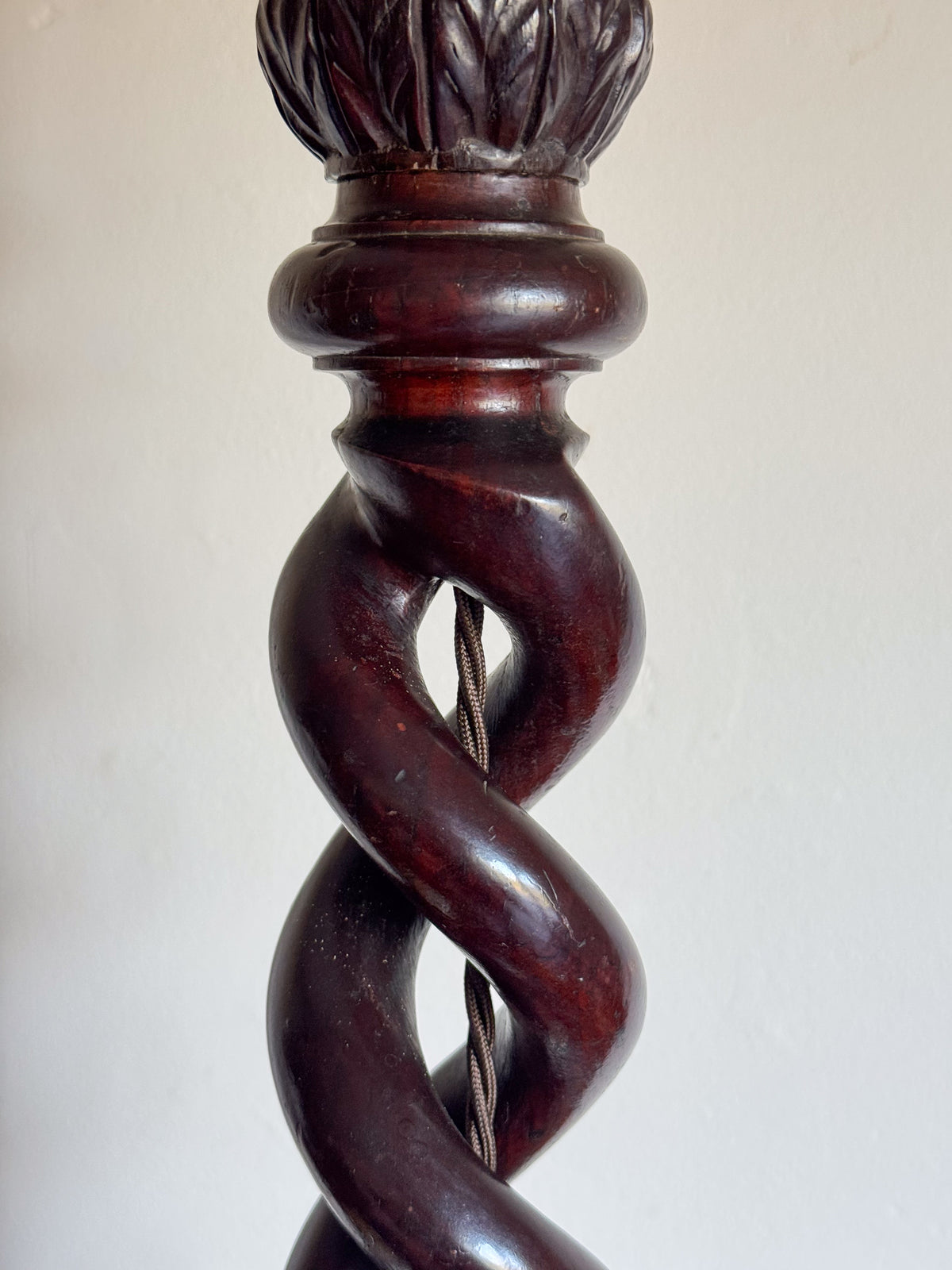 A Late 19th Century Indian Rosewood Twist Lamp
