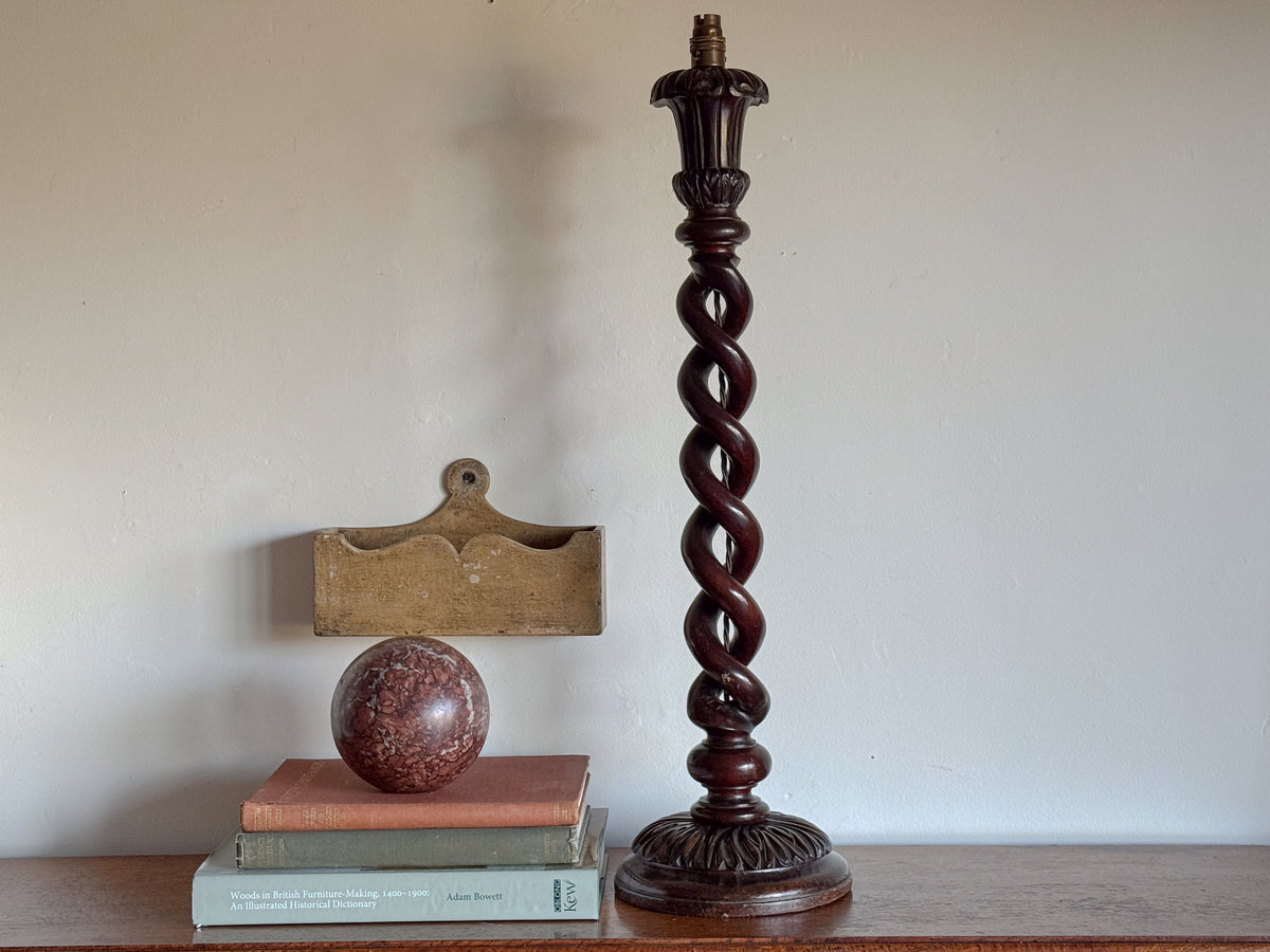 A Late 19th Century Indian Rosewood Twist Lamp
