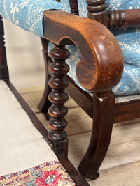 A Matched Pair of Mid 19th Century Simulated Rosewood Open Armchairs
