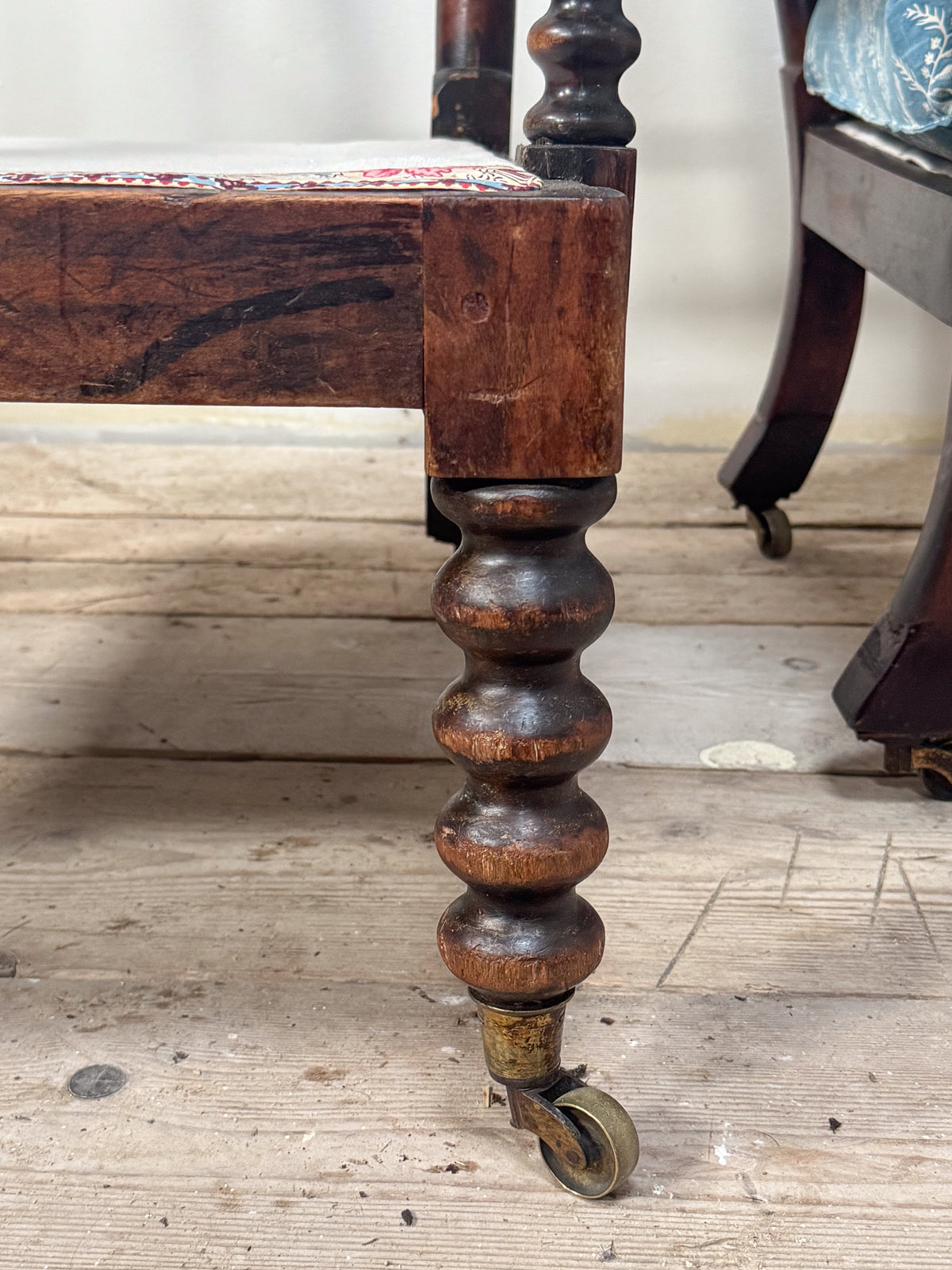 A Matched Pair of Mid 19th Century Simulated Rosewood Open Armchairs