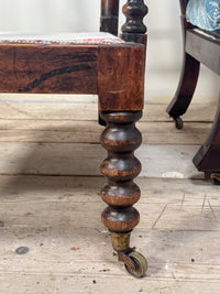 A Matched Pair of Mid 19th Century Simulated Rosewood Open Armchairs
