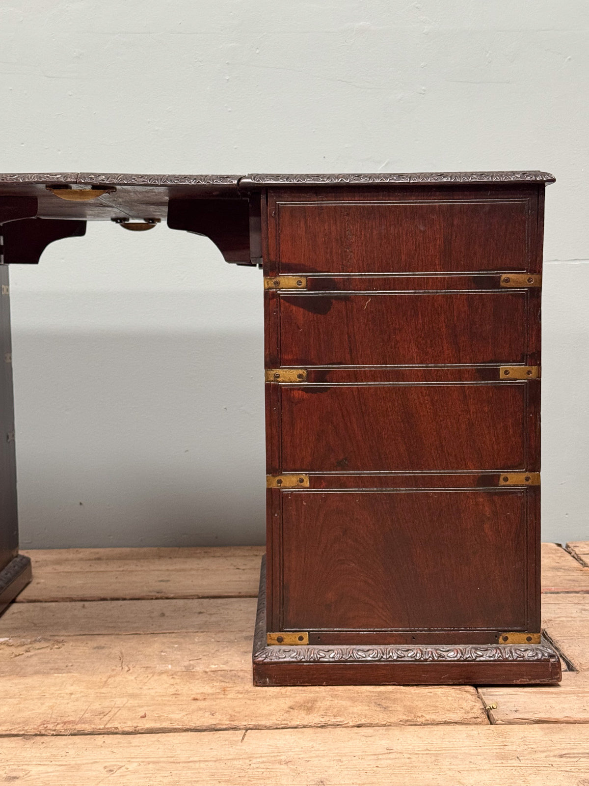 A Mid 19th Century Padouk Campaign Desk