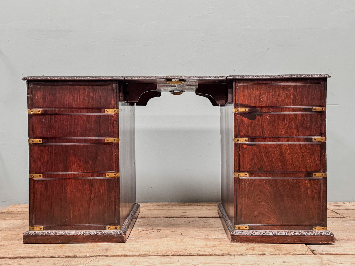 A Mid 19th Century Padouk Campaign Desk