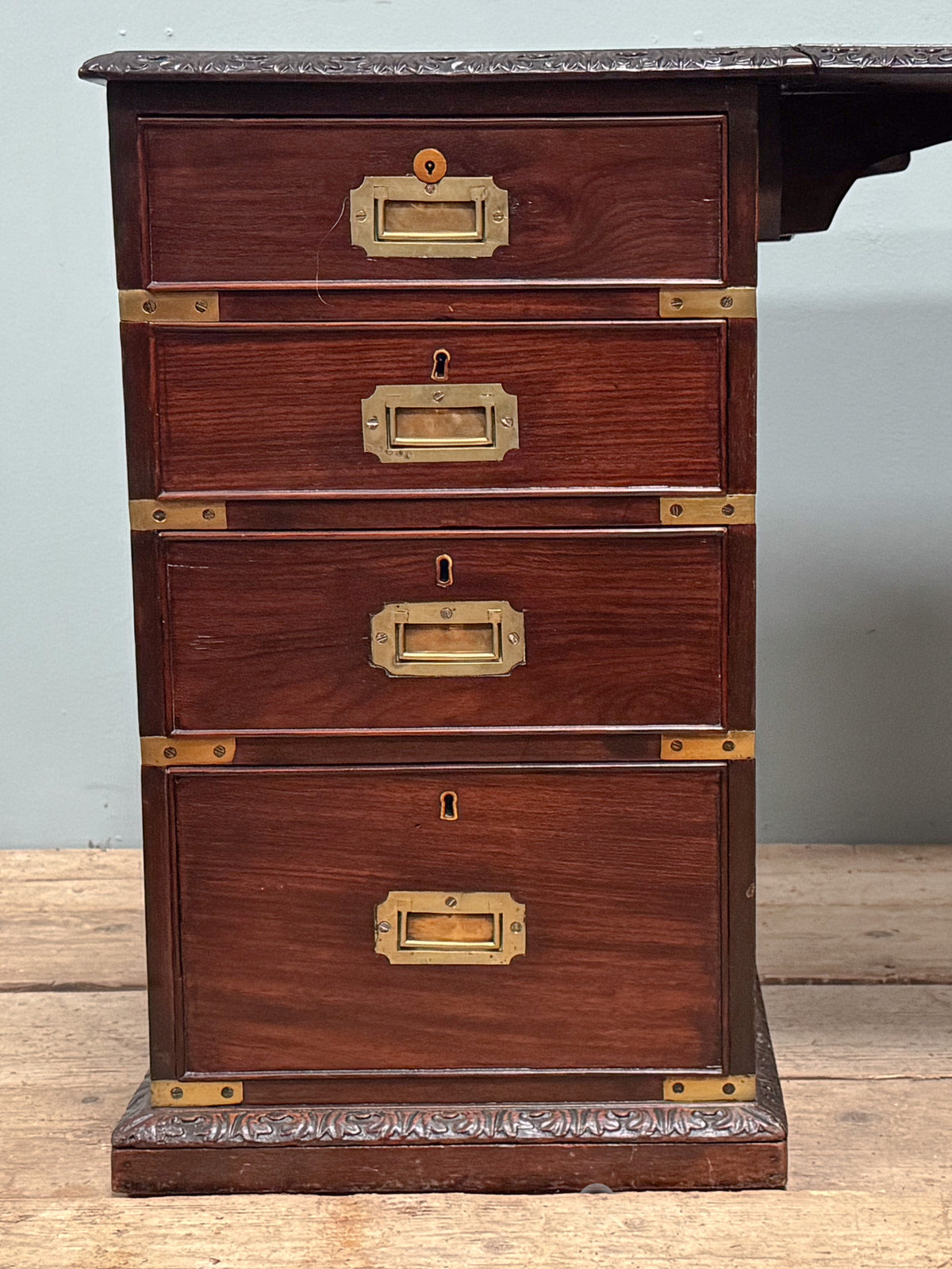 A Mid 19th Century Padouk Campaign Desk