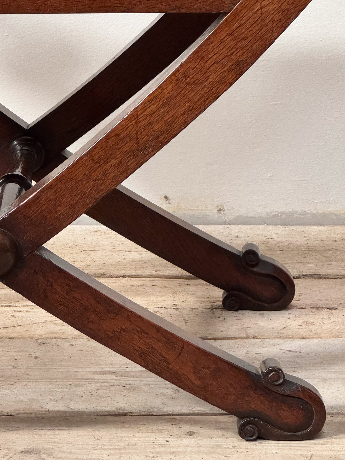 A Pair of Regency Oak X Frame Stools