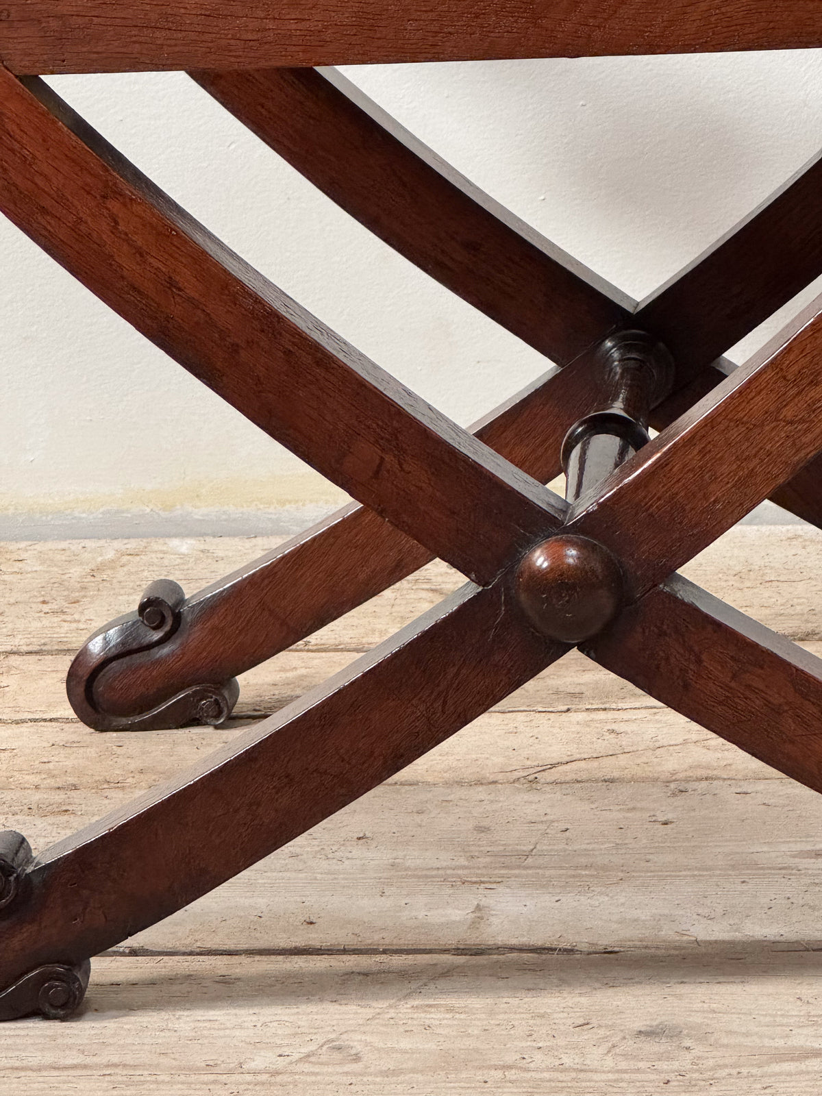 A Pair of Regency Oak X Frame Stools