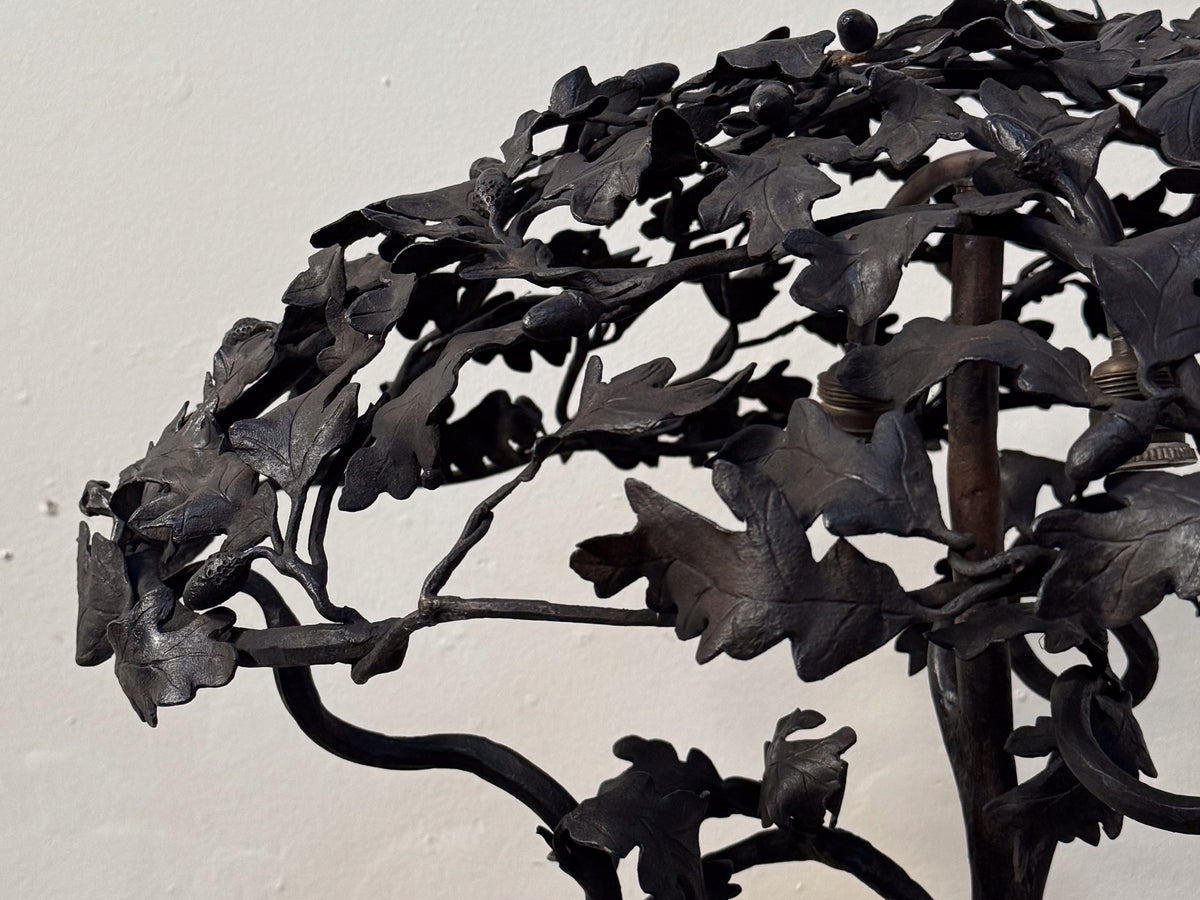 An Exceptional Art Nouveau Wrought Iron Tree Lamp
